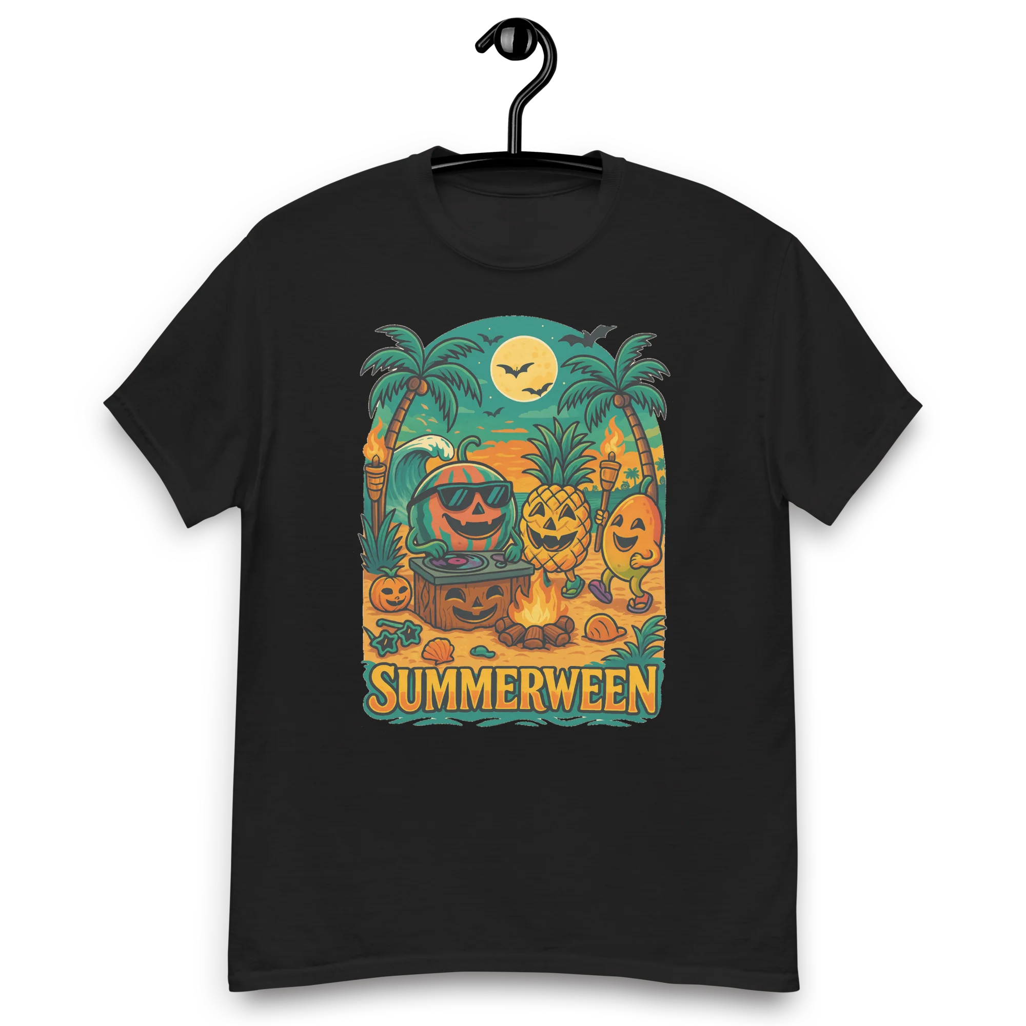 Summerween Fruit Party Halloween Beach Vibes T-Shirt – Watermelon, Pineapple & Mango Fun - Image 12