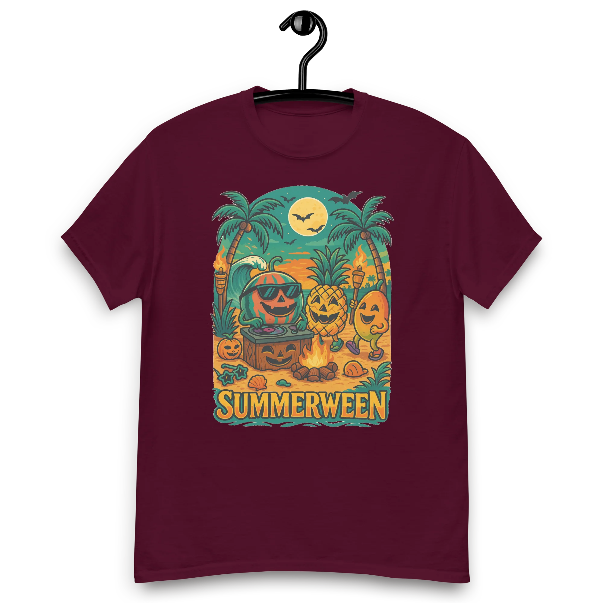 Summerween Fruit Party Halloween Beach Vibes T-Shirt – Watermelon, Pineapple & Mango Fun - Image 17