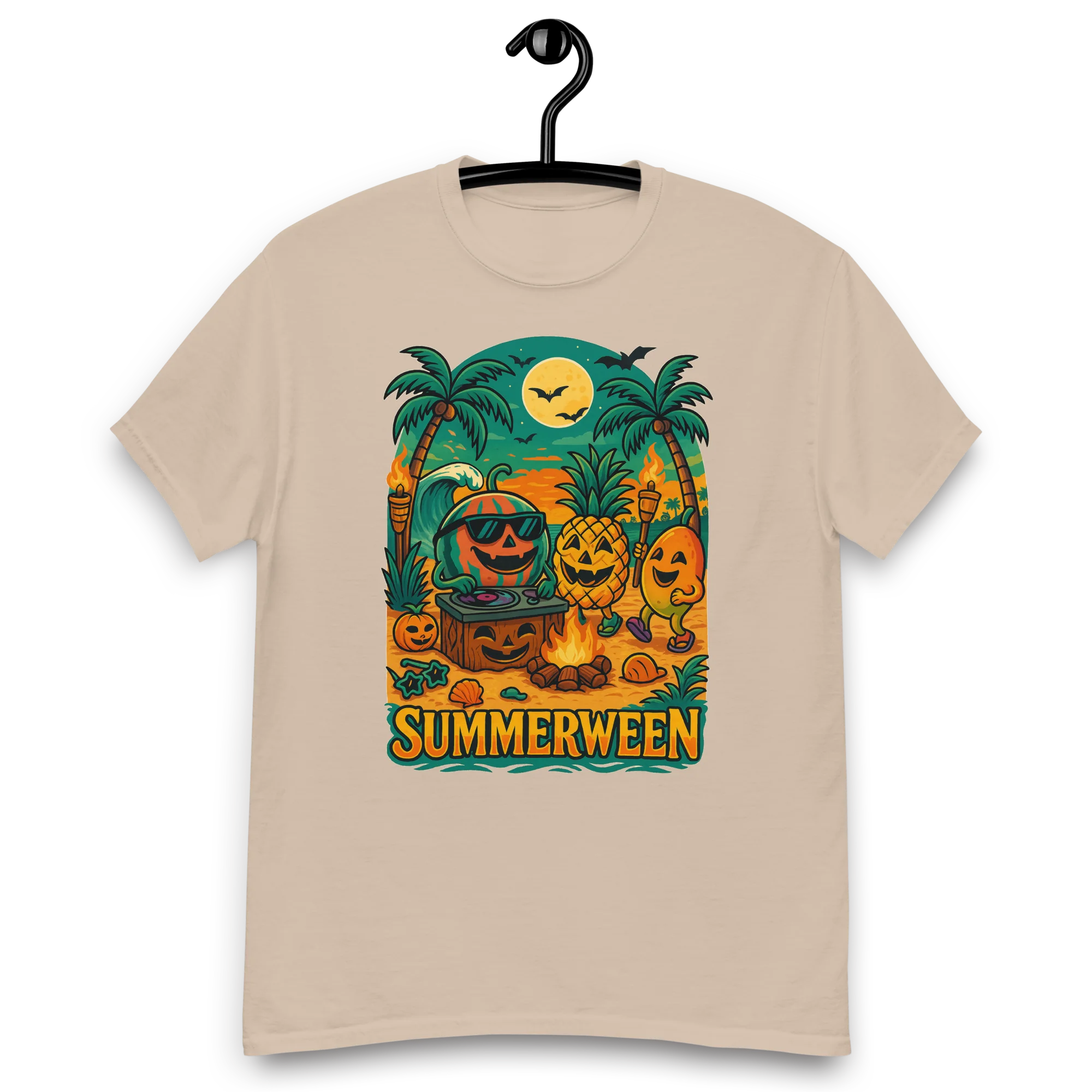 Summerween Fruit Party Halloween Beach Vibes T-Shirt – Watermelon, Pineapple & Mango Fun - Image 3