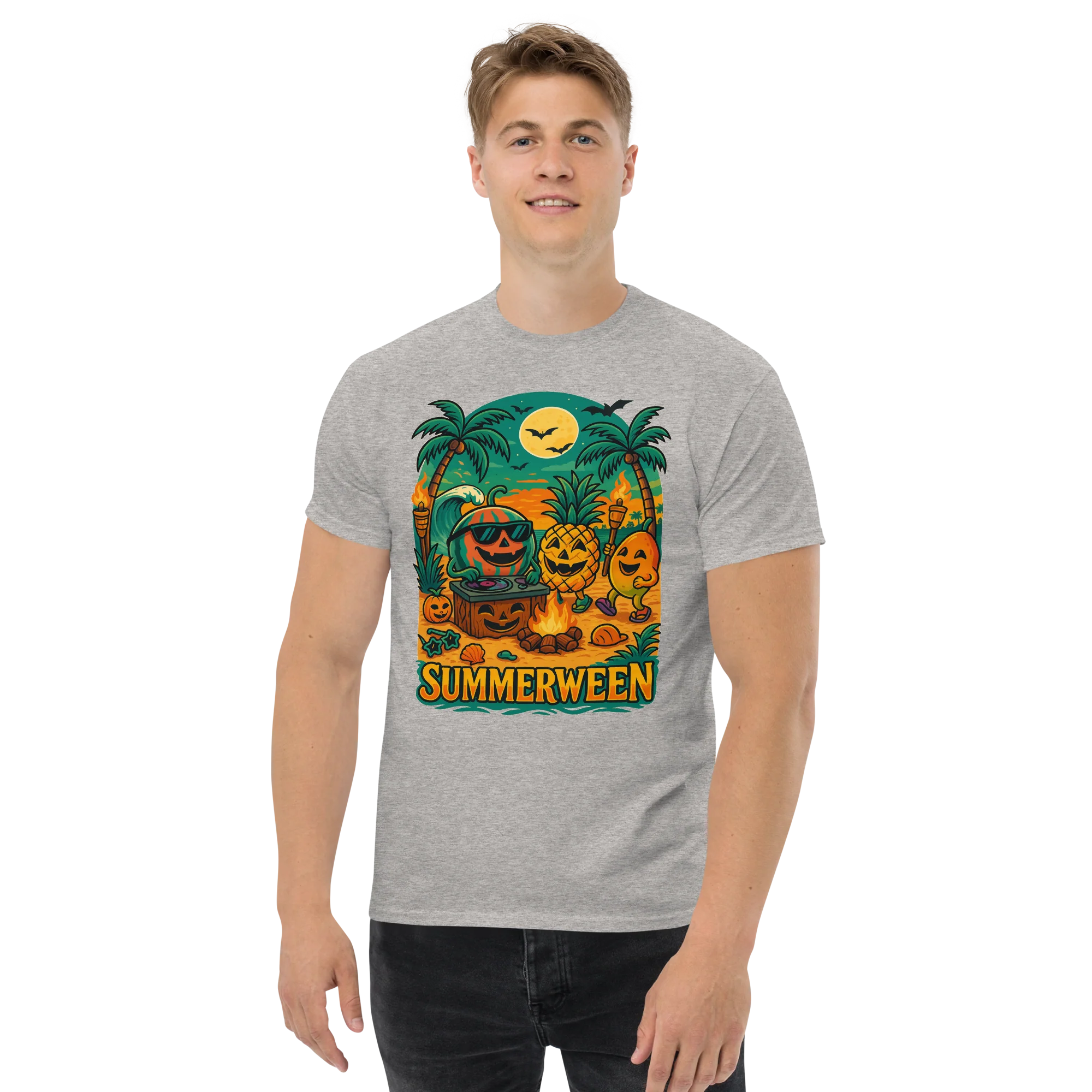 Summerween Fruit Party Halloween Beach Vibes T-Shirt – Watermelon, Pineapple & Mango Fun - Image 5