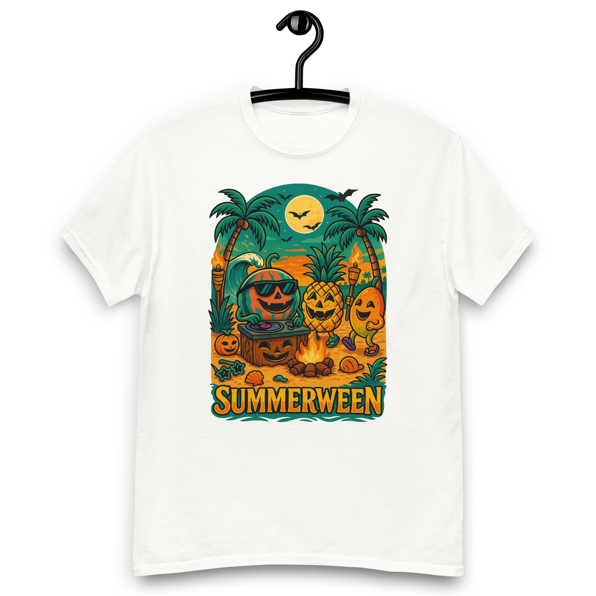 Summerween Fruit Party Halloween Beach Vibes T-Shirt – Watermelon, Pineapple & Mango Fun - Image 8