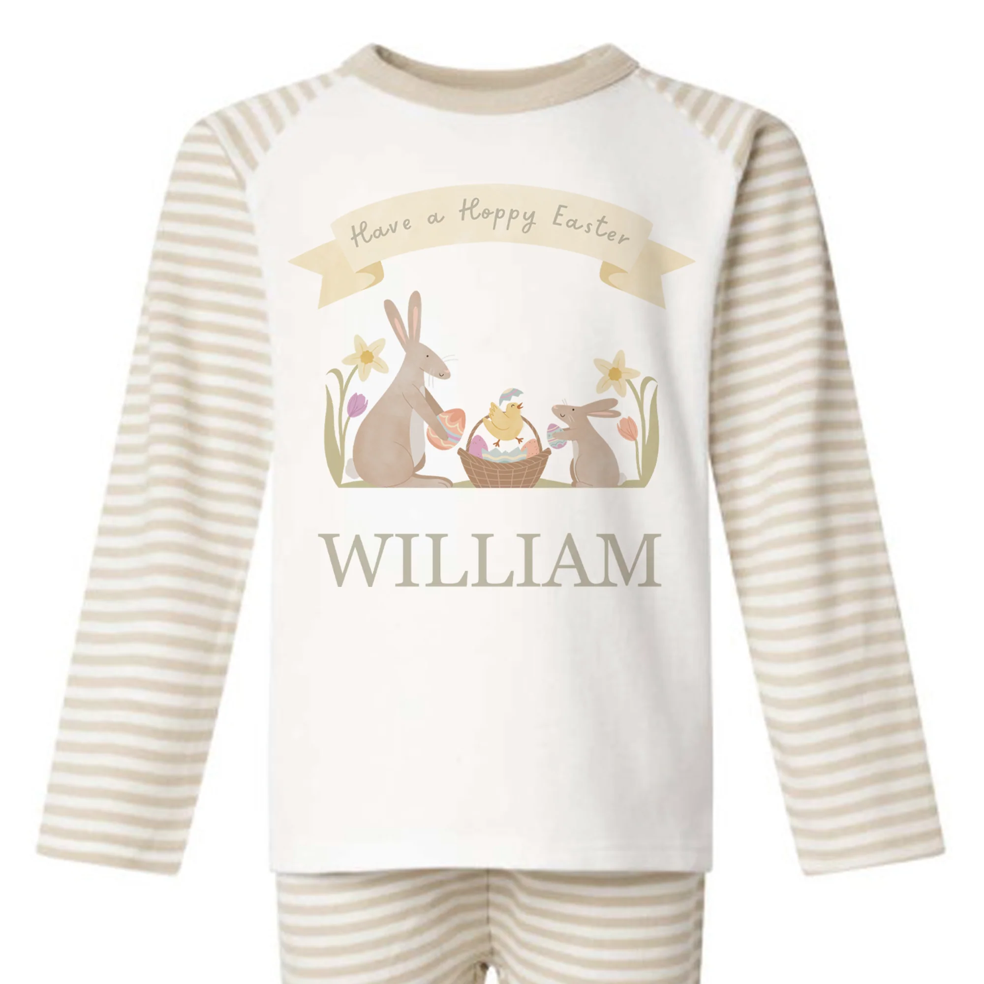 Hoppy Easter - Personalised Kids Pyjamas - Stripe Set - Image 5