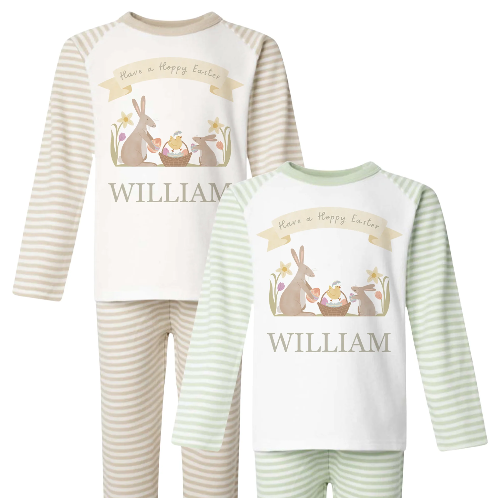 Hoppy Easter - Personalised Kids Pyjamas - Stripe Set - Image 6