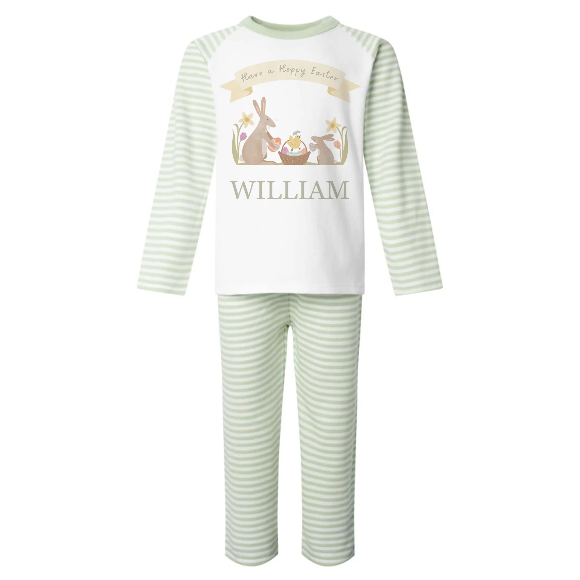 Hoppy Easter - Personalised Kids Pyjamas - Stripe Set - Image 7