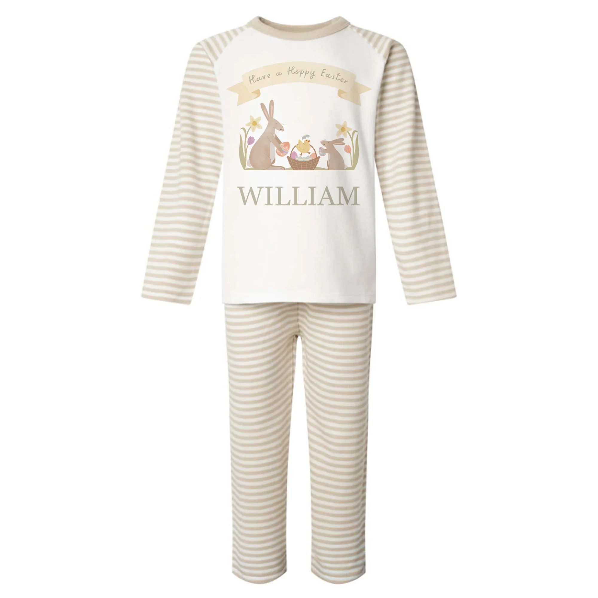 Hoppy Easter - Personalised Kids Pyjamas - Stripe Set - Image 8