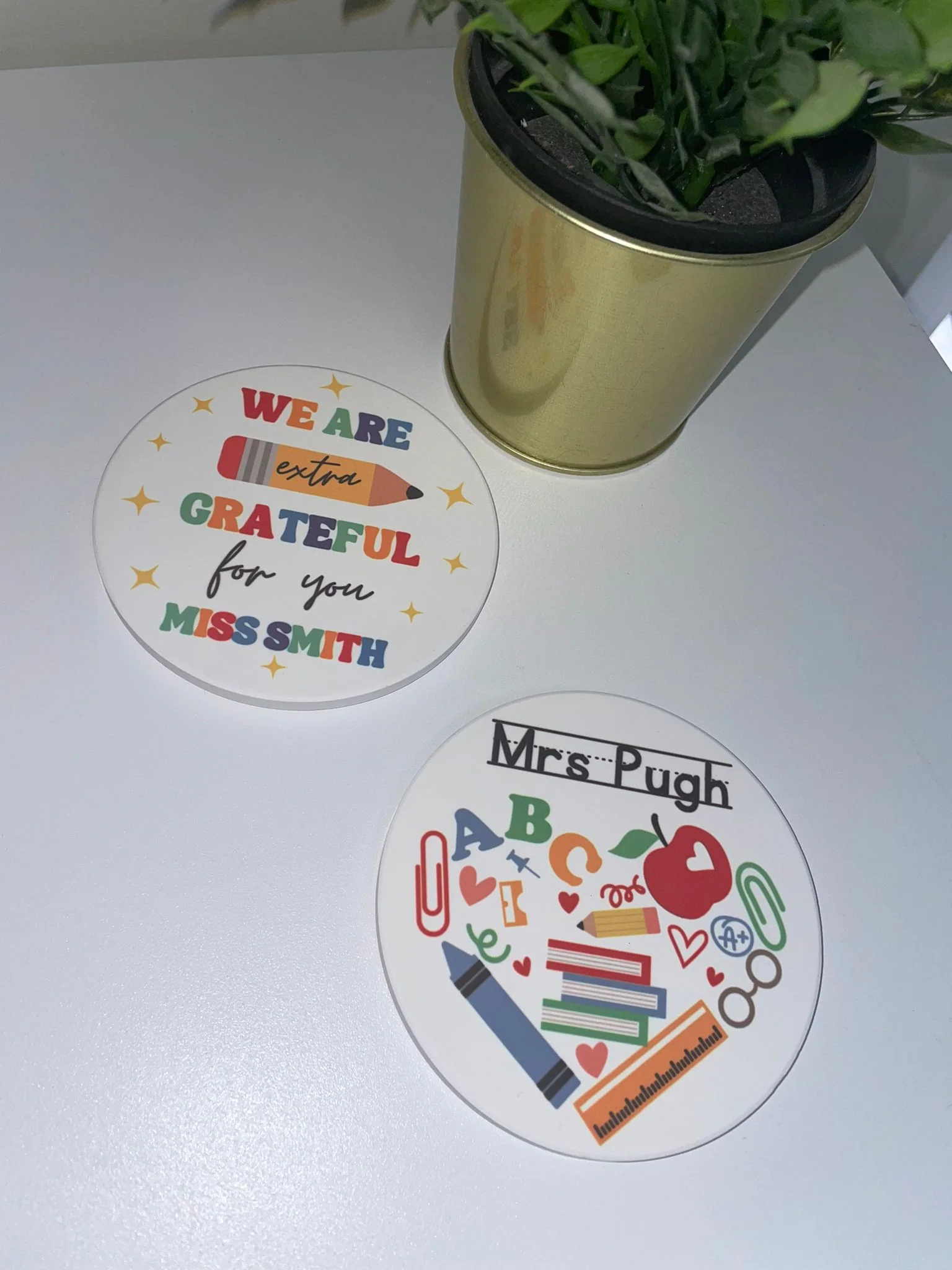 Teachers Gift - Personalised Ceramic Coasters - Thank you Teacher - Image 4