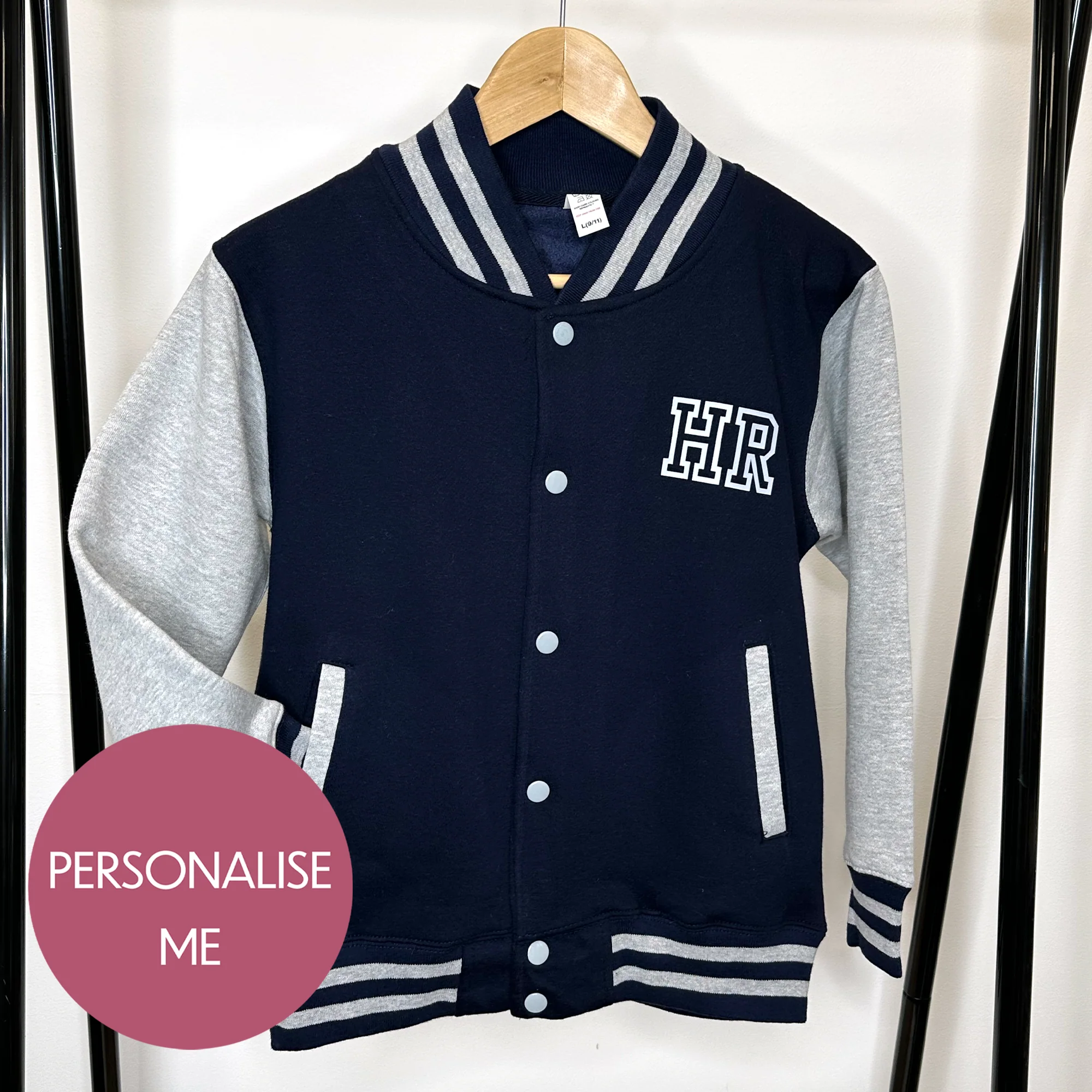 Personalised Kids Varsity Jacket – Custom Name Toddler Bomber, Letterman Style Jacket for Boys & Girls - Image 4