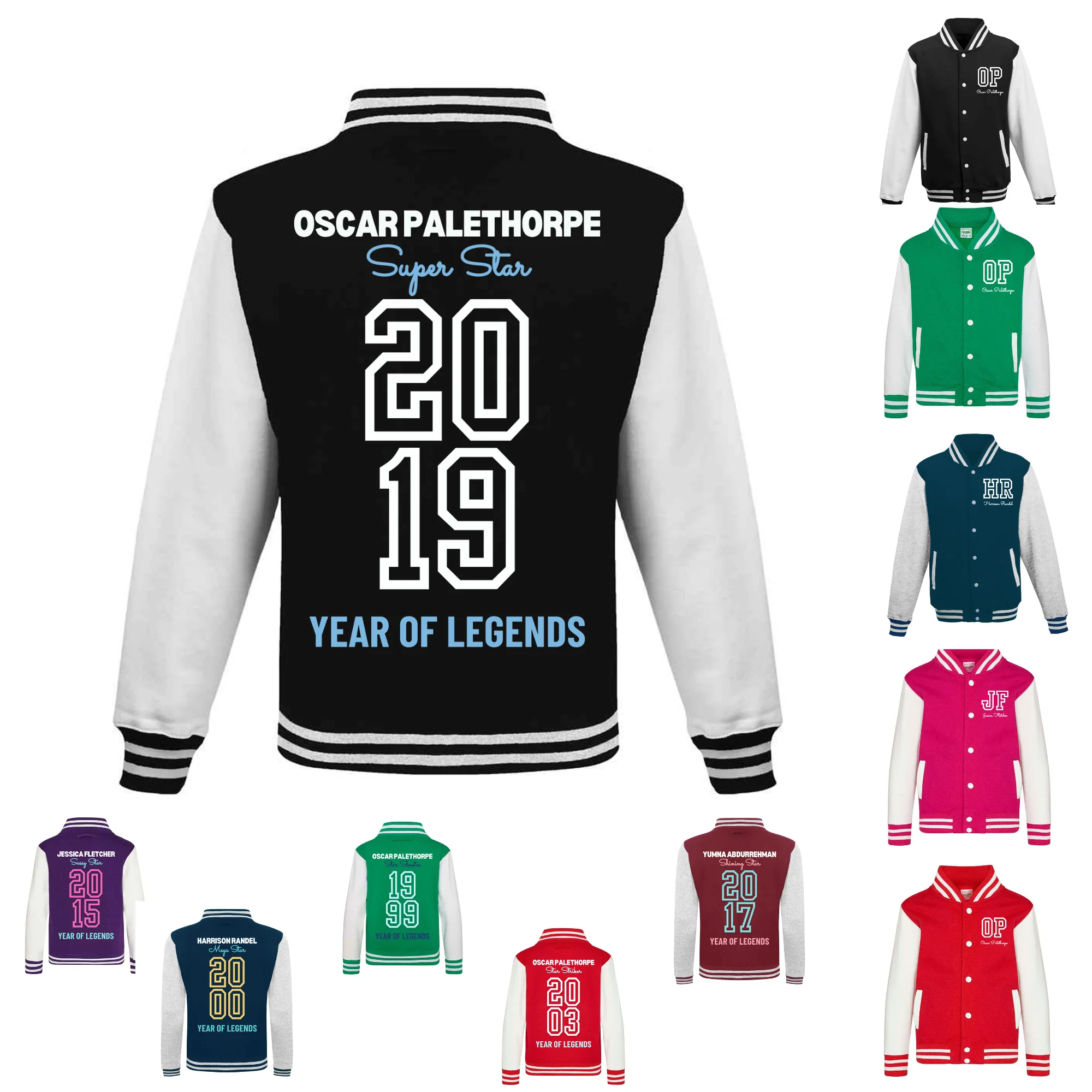 Personalised Kids Varsity Jacket – Custom Name Toddler Bomber, Letterman Style Jacket for Boys & Girls - Image 5