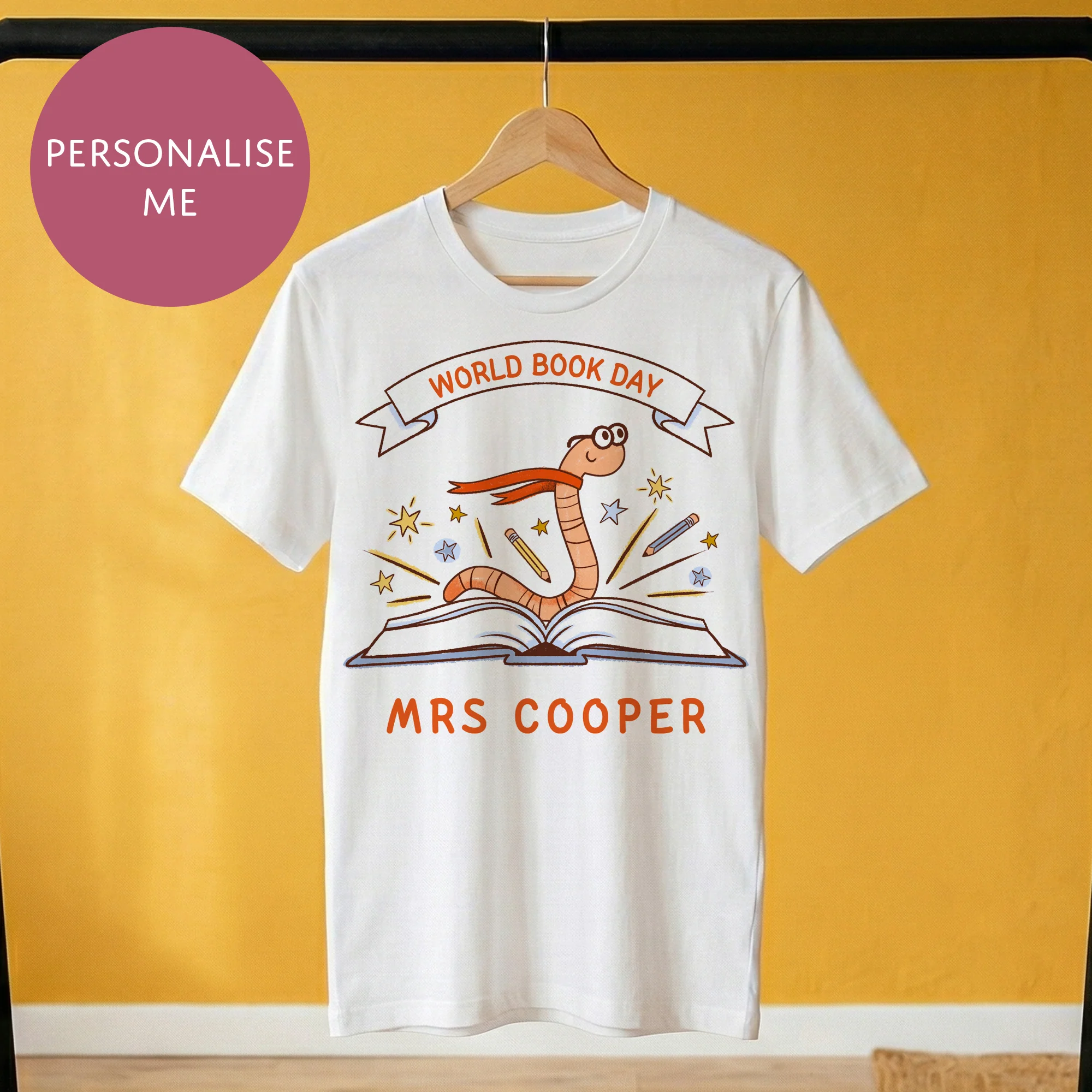 World Book Day T-Shirt - For Kids & Adults - Childrens, Teachers Unisex School Costume - Book Worm - Image 2
