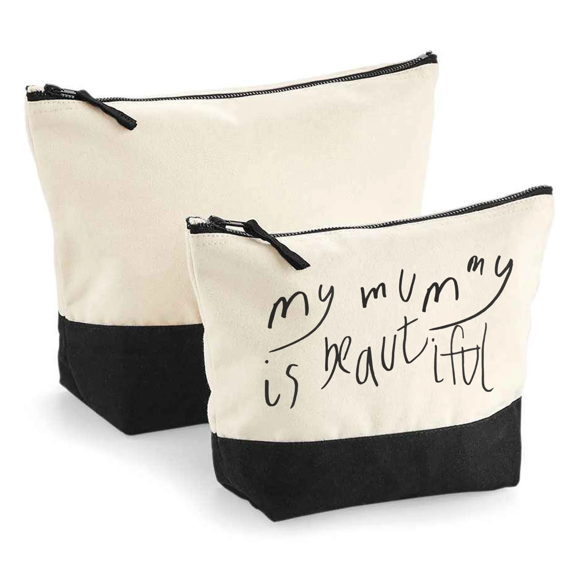 Your Child's Writing Personalised Mothers Day Canvas Makeup Bag - Custom Text Cosmetic Pouch for Mum - Image 2