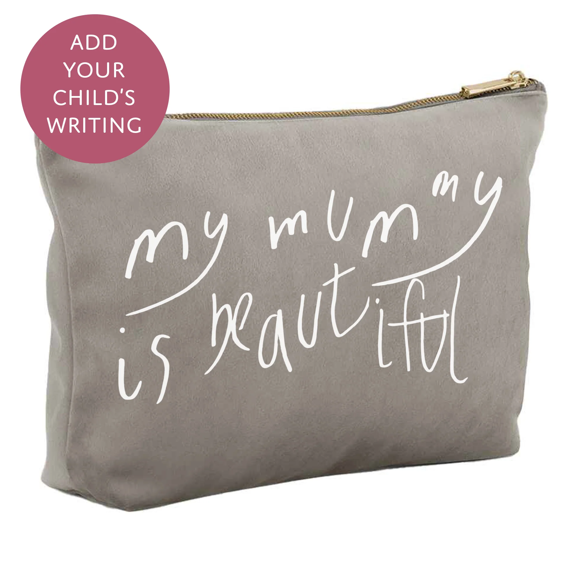 Your Child's Writing Personalised Mothers Day Velvet Makeup Bag - Custom Text Cosmetic Pouch for Mum