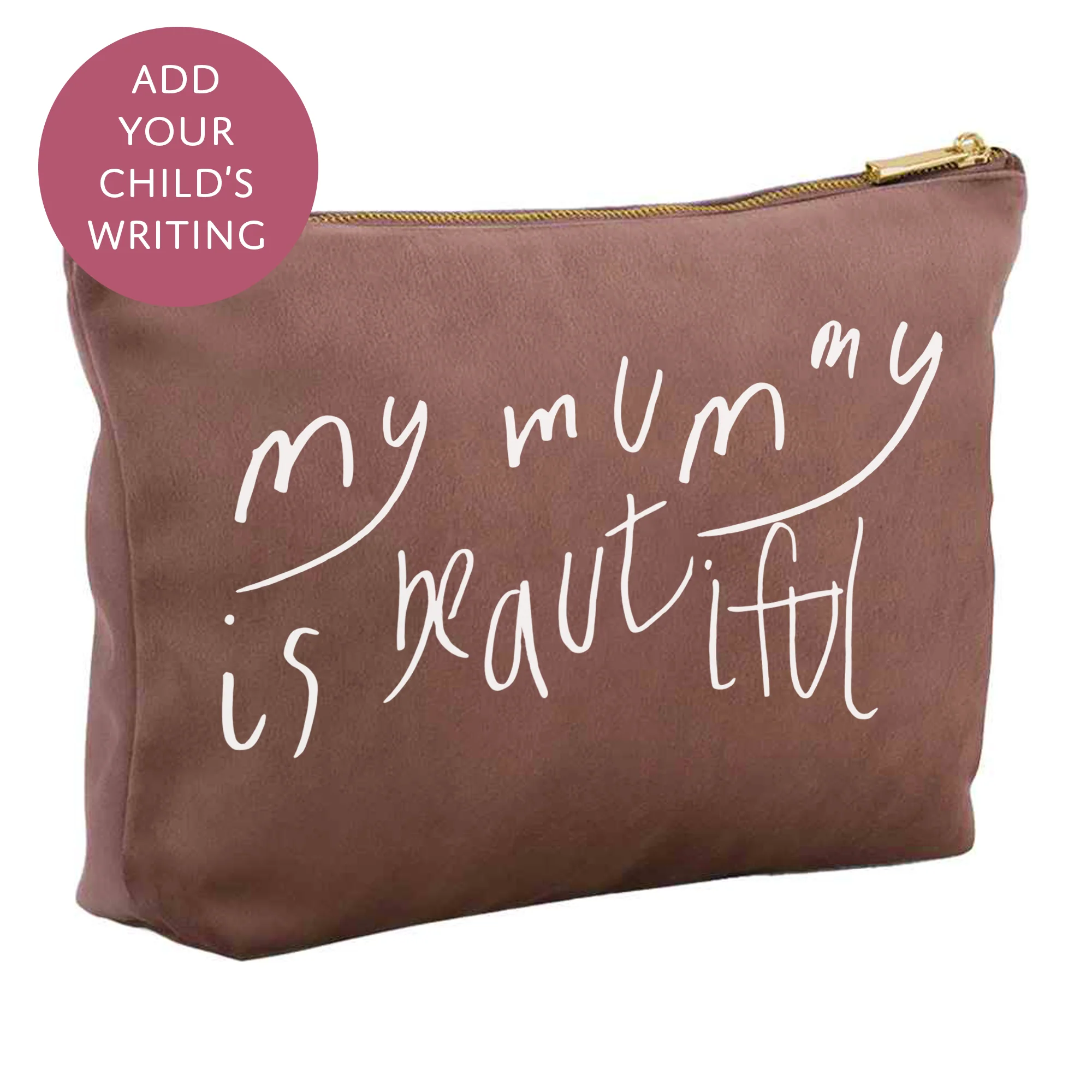 Your Child's Writing Personalised Mothers Day Velvet Makeup Bag - Custom Text Cosmetic Pouch for Mum - Image 2